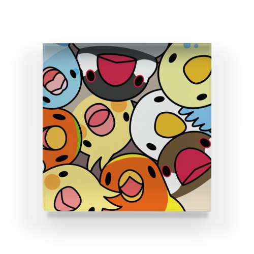 みっちりむっちり過密鳥まみれさん【まめるりはことり】 Acrylic Block