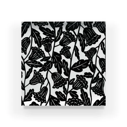 白黒　花　型紙 アクリルブロック