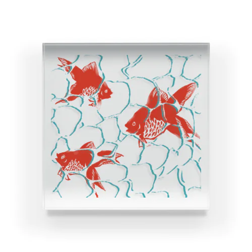 揺らぐ金魚の波紋 Acrylic Block