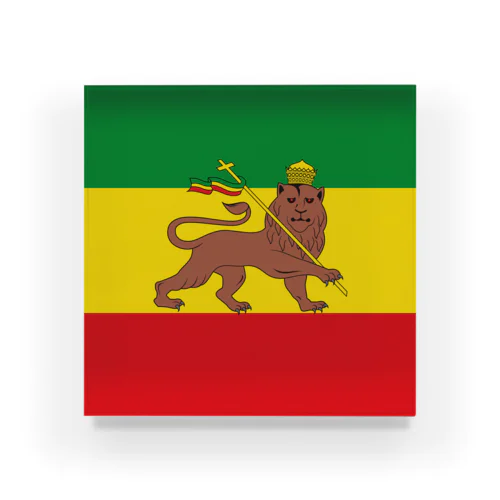 RASTAFARI LION FLAG-エチオピア帝国の国旗- Tシャツ Acrylic Block