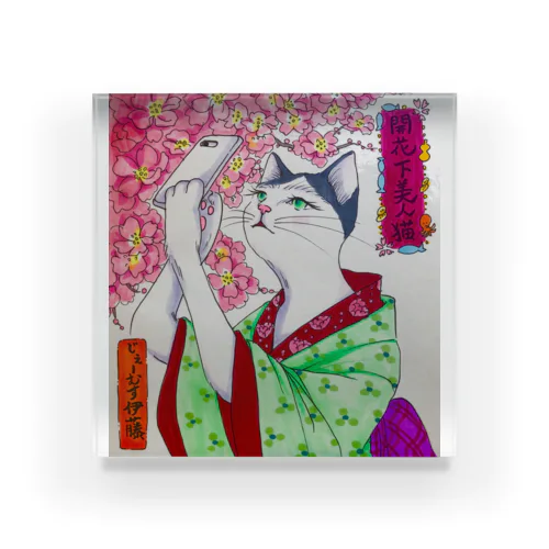 開花下美人猫 Acrylic Block