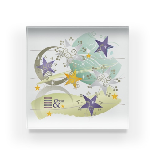 星　＆ Earth Acrylic Block
