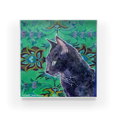 絨毯柄と黒猫 Acrylic Block