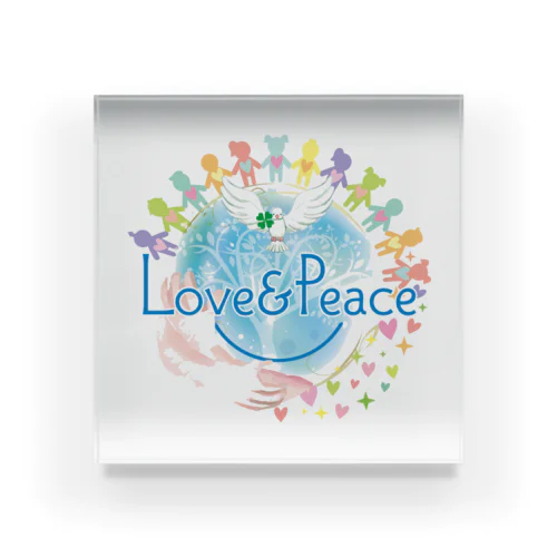 Love＆Peaceキッズ用ロゴ アクリルブロック