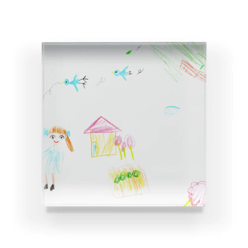 青い鳥のいる風景 Acrylic Block