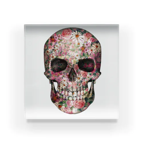 Flower Skull Acrylic Block