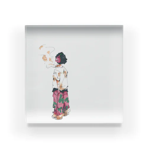 タバコ吸う男の子 Acrylic Block