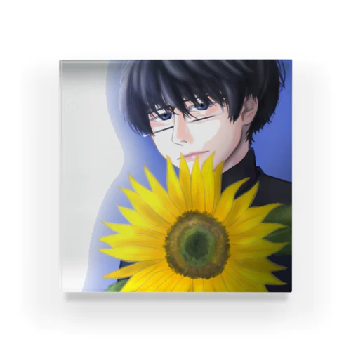 学ラン少年と花「向日葵」 Acrylic Block