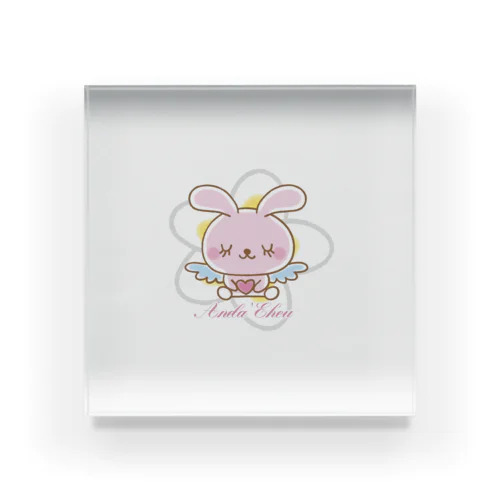 天使のうさぎハピバニちゃん Acrylic Block