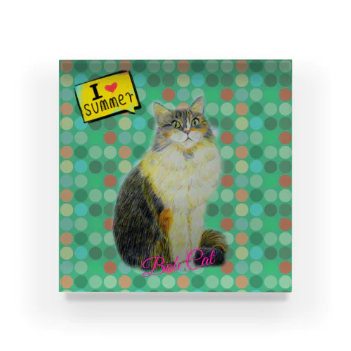 水玉Bob Cat Acrylic Block