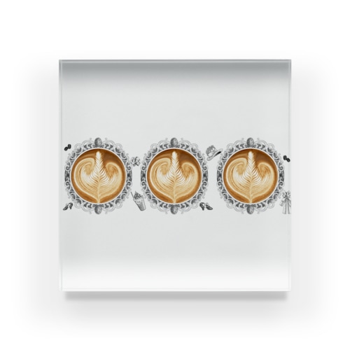 【Lady's sweet coffee】ラテアート エレガンスリーフ  / With accessories ～2杯目～ Acrylic Block