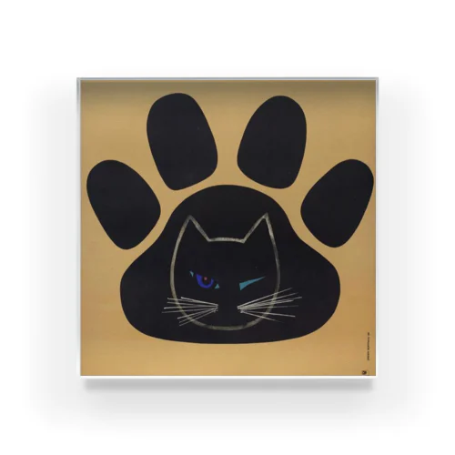 チェコ　足跡ウィンクねこ Acrylic Block