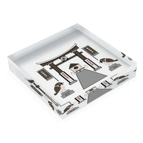 ちゅんころのお宮【ちゅんころ商会、雀、すずめ、スズメ、野鳥、小鳥】 Acrylic Block