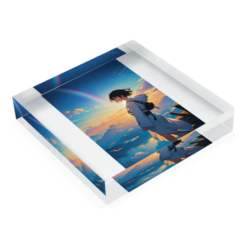 Rainbow Journey　〜刹那にかかる七色の架け橋の旅〜　No.3「虹の在処」 Acrylic Block