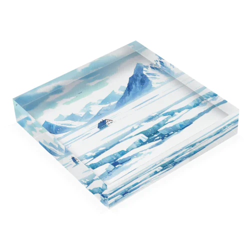 雪原と一軒家 Acrylic Block