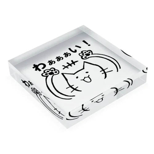 バンザイ猫のぽんちゃん Acrylic Block