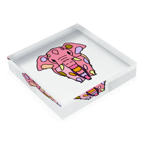 Elephant☆PINK　(ピンク色の象)　Full of vitality　(フル　オブ　バイタリティ) Acrylic Block