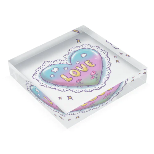 Blue love heart Acrylic Block