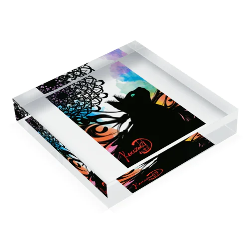 黒猫_colorful Acrylic Block