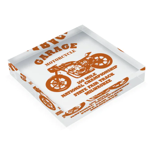 武骨なバイクデザイン orange Acrylic Block