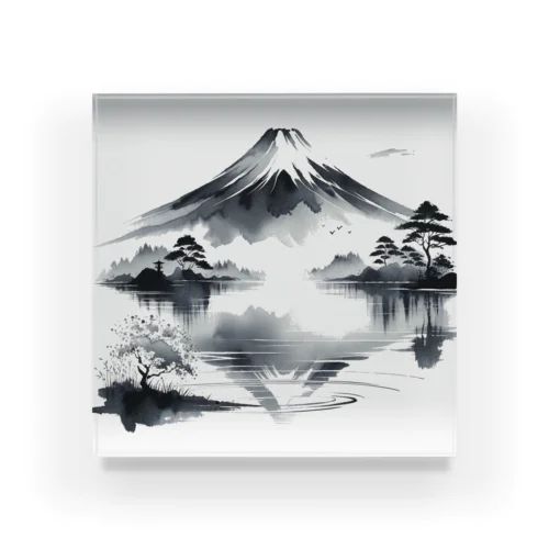 Mirroring Mt.Fuji Acrylic Block