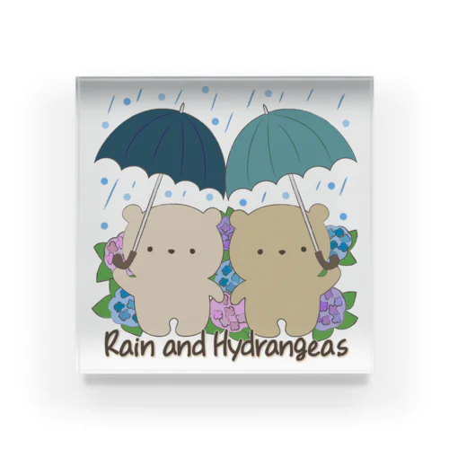 Rain and Hydrangeas アクリルブロック