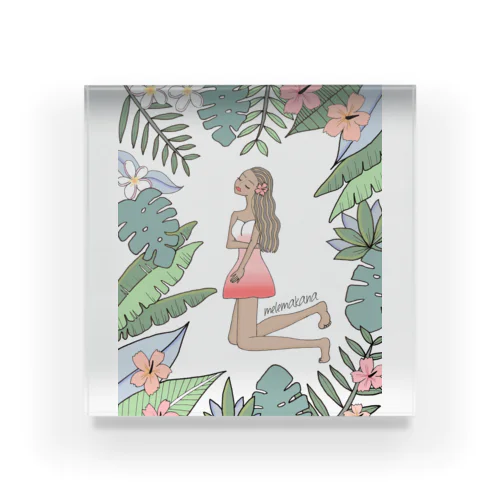 Leaves with girl Acrylic Block