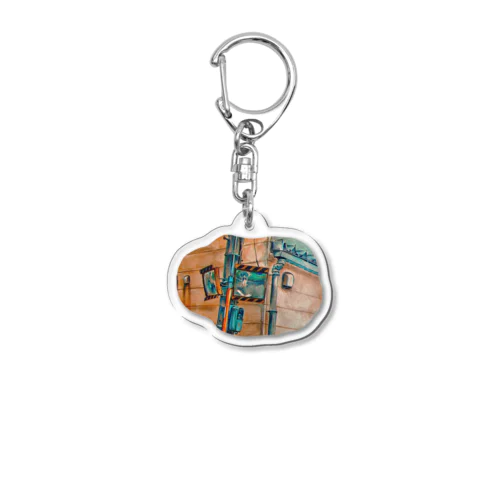 雨のカーブミラー Acrylic Key Chain