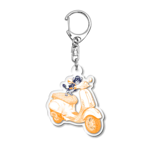 チワワのすっちゃんバイクに乗る Acrylic Key Chain