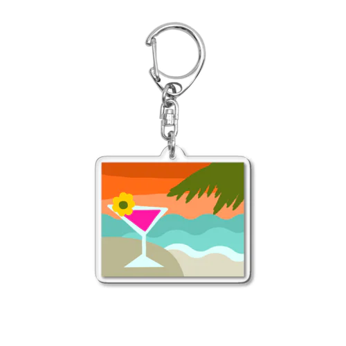 サンセットビーチでカクテルを Acrylic Key Chain