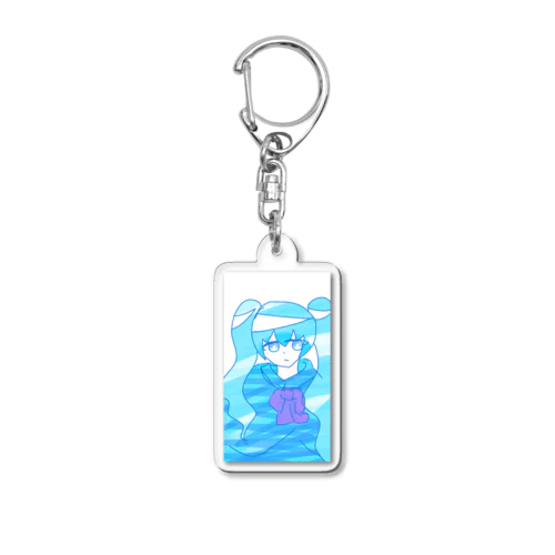 青い女の子 Acrylic Key Chain