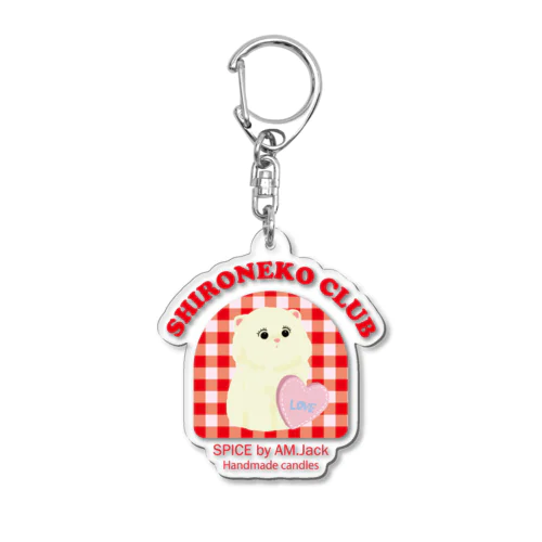 しろねこくらぶ／RED Acrylic Key Chain