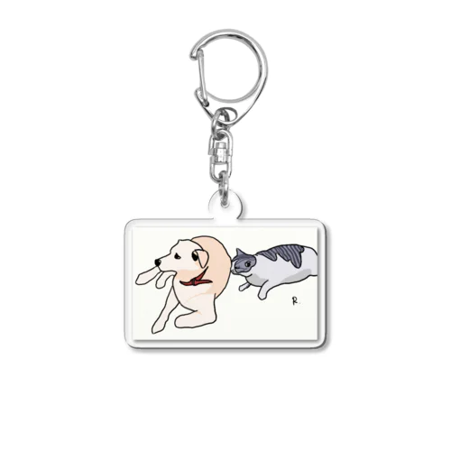 犬と猫 Acrylic Key Chain