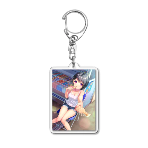 朝食中の女の子イラストグッズ Acrylic Key Chain