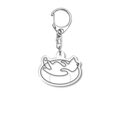 うきわシンプル黒猫 Acrylic Key Chain