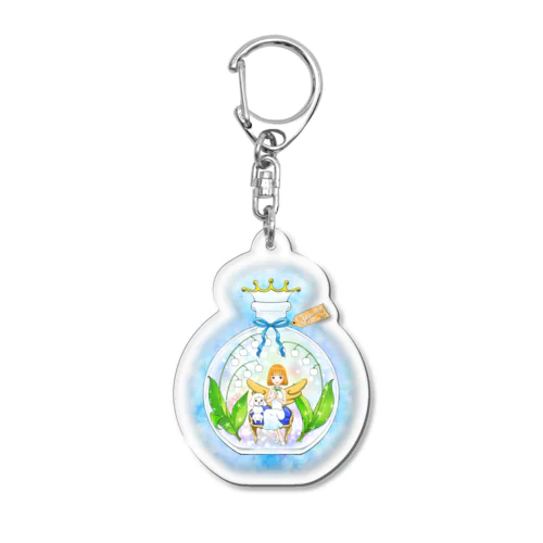 すずらんとワンコ　ブルー Acrylic Key Chain