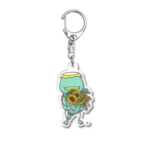 花束を持つかっぱ Acrylic Key Chain