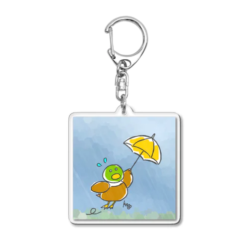 風に飛ばされてるカモ Acrylic Key Chain