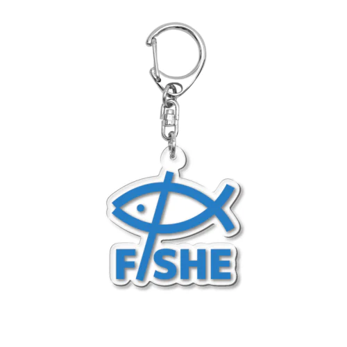 $FISHE Print Blue Acrylic Key Chain