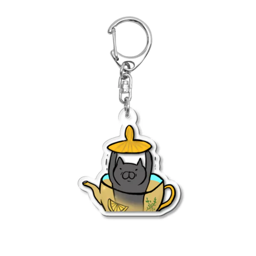 ポットから脱出した猫 Acrylic Key Chain