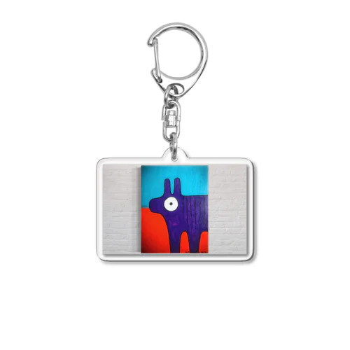 「自分の事をシマウマと勘違いしているアルパカの肖像画」 Acrylic Key Chain