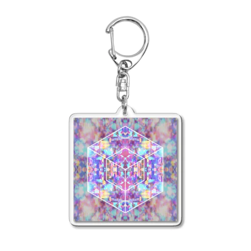 Holographic cube Acrylic Key Chain