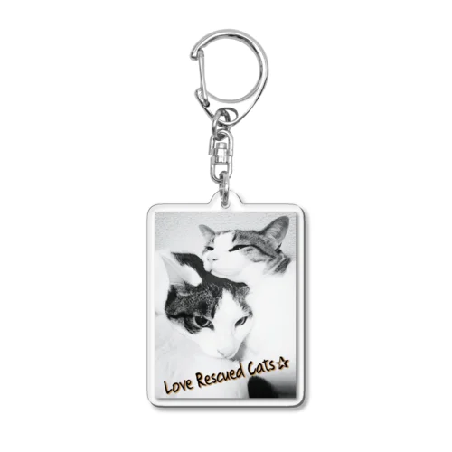 Love Rescued Cats Acrylic Key Chain