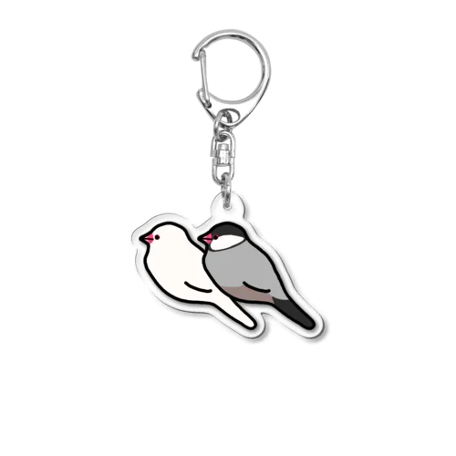 白文鳥と桜文鳥 Acrylic Key Chain