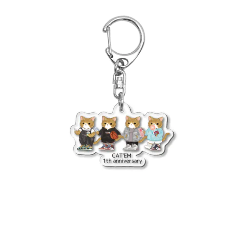 1th anniversary　スニーカーを履いた猫のブランド Acrylic Key Chain