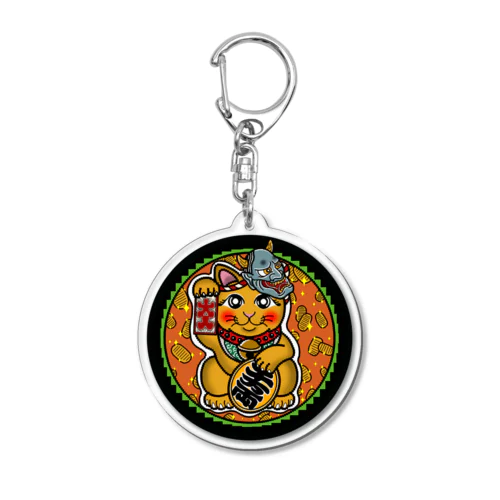 ドット絵 招き猫 般若面 Acrylic Key Chain