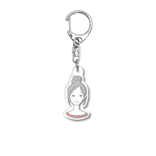 お団子ヘアの女の子 Acrylic Key Chain