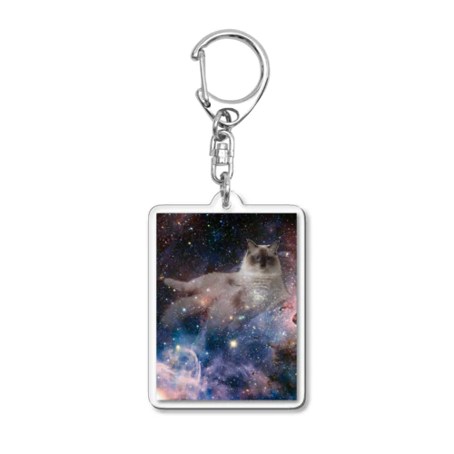 BLACK FACE CAT in space  Acrylic Key Chain