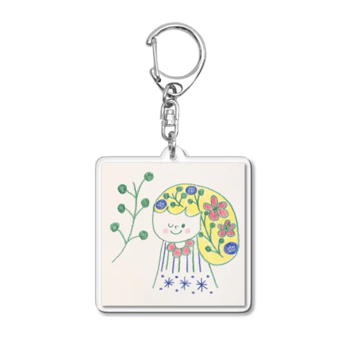 北欧風お花の女の子 Acrylic Key Chain