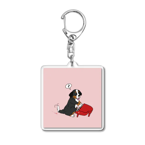 バーニーズ犬とピアノ：クッション Acrylic Key Chain